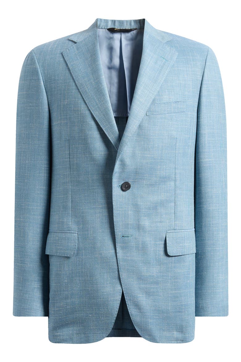 Aqua Blue Slub Wool Blend Twill Sport Coat, Alternate, color, LIGHT BLUE