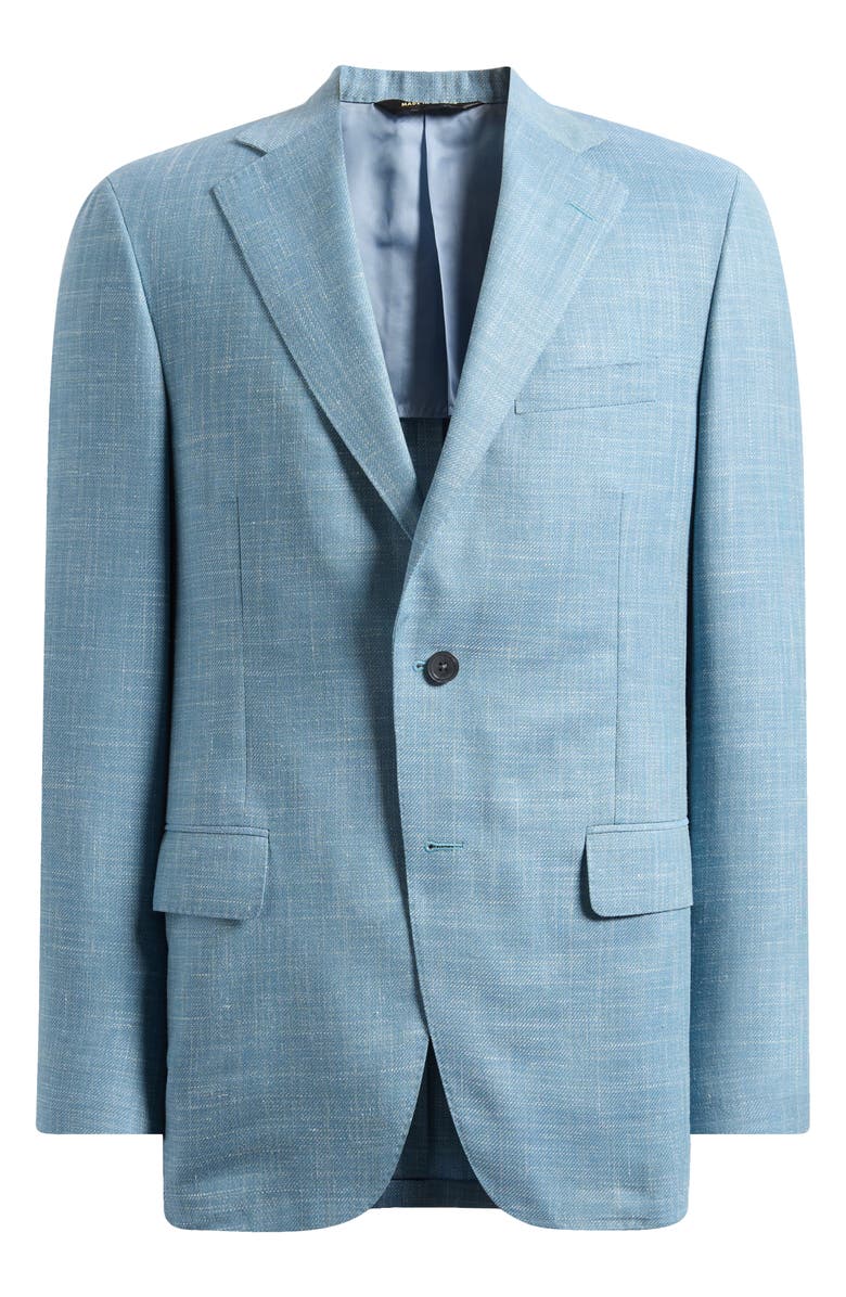 Heritage Gold Aqua Blue Slub Wool Blend Twill Sport Coat, Main, color, Light Blue