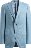Heritage Gold Aqua Blue Slub Wool Blend Twill Sport Coat