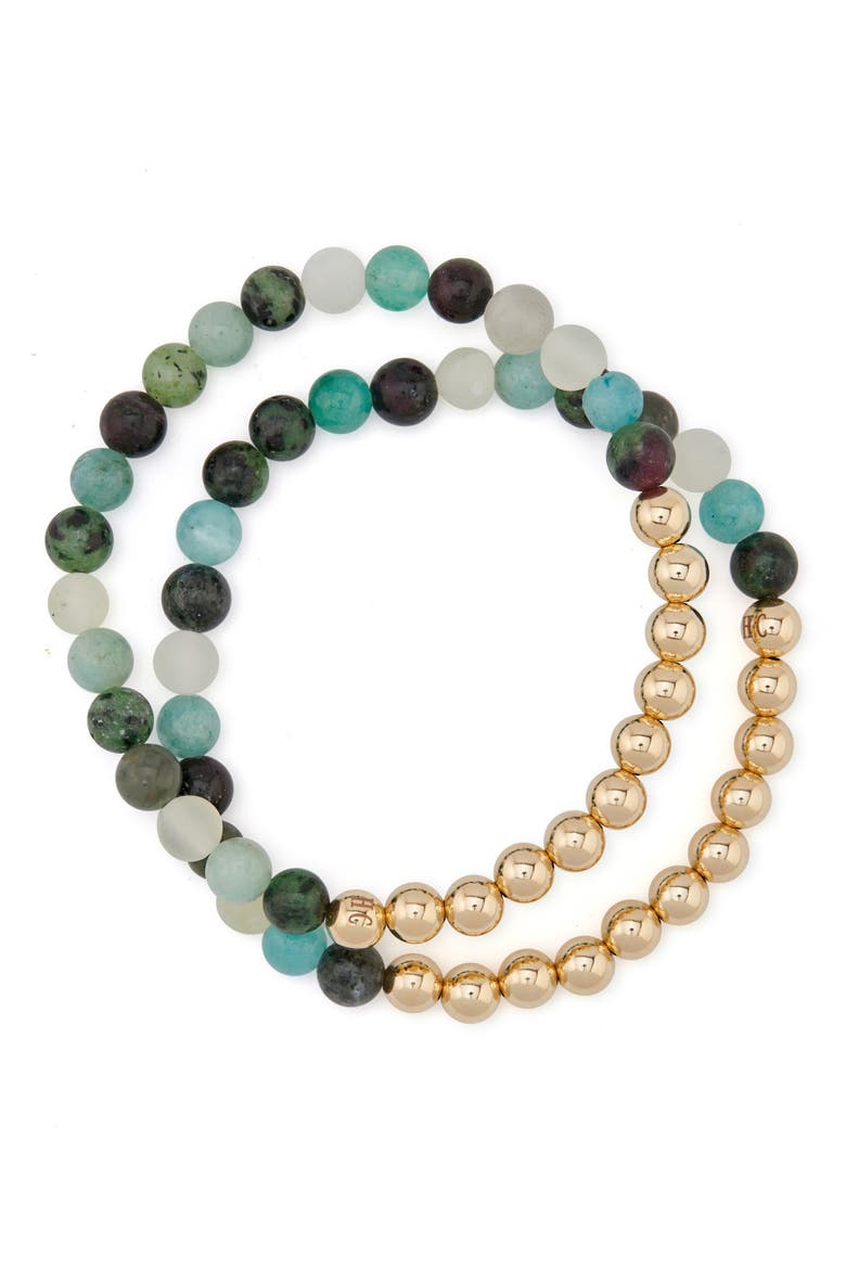 N6 Happiness/Ease Set of 2 Healer's Bracelets, Alternate, color, YELLOW GOLD
