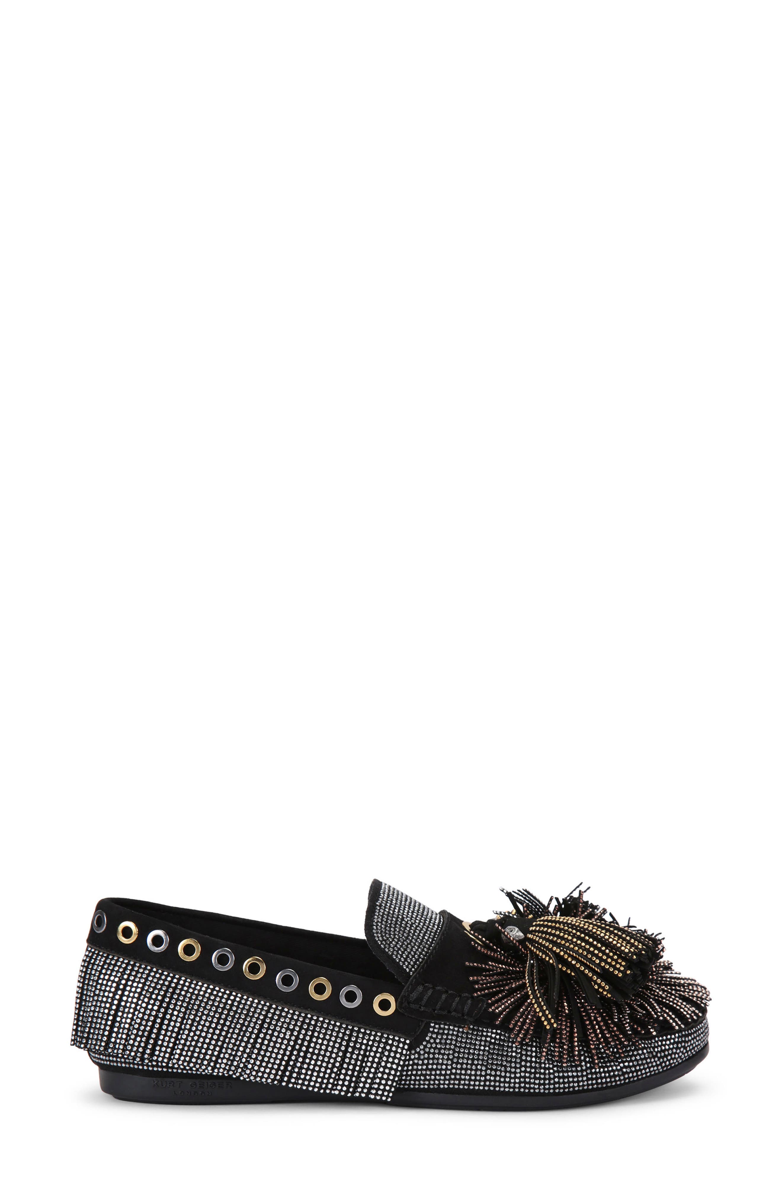 Kurt Geiger London Crystal Pompom Loafer, Main, color, Black