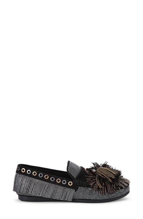 Crystal Pompom Loafer (Women)
