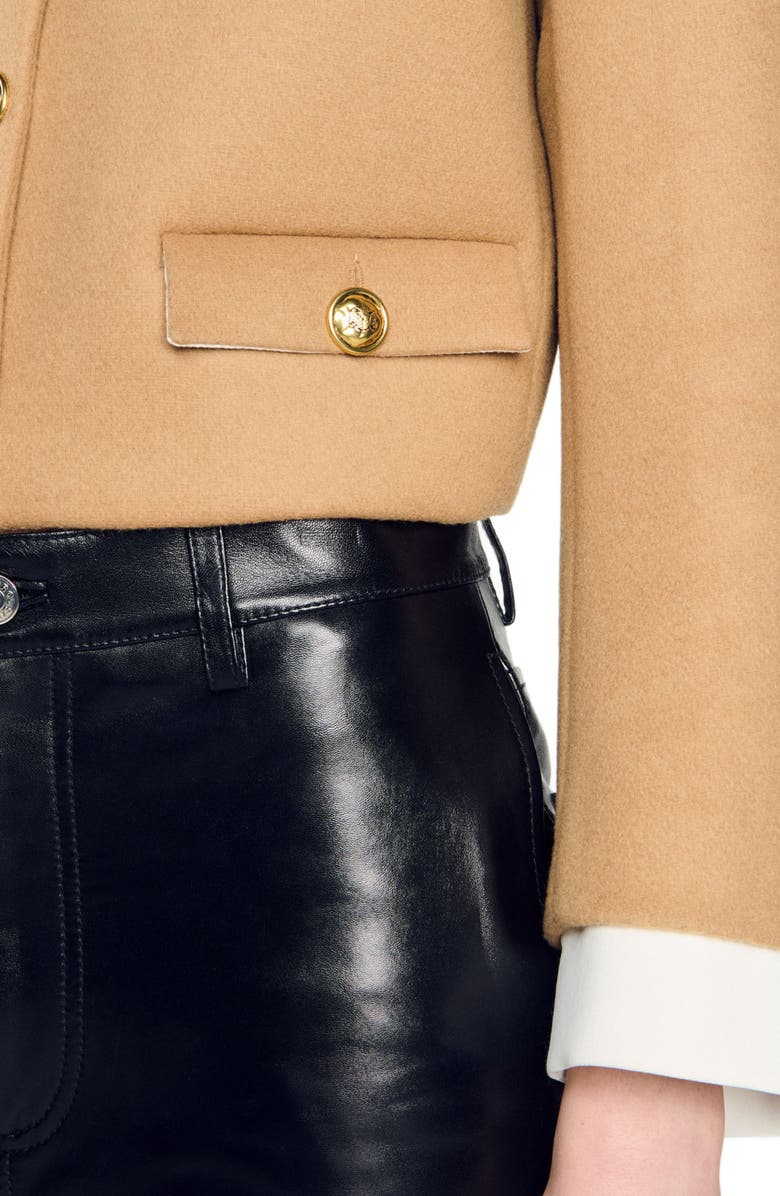 SANDRO Cropped wool-blend jacket, Alternate, color,