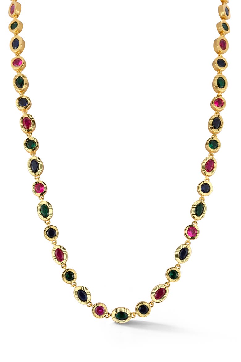 Cubic Zirconia Tennis Necklace, Main, color, GOLD