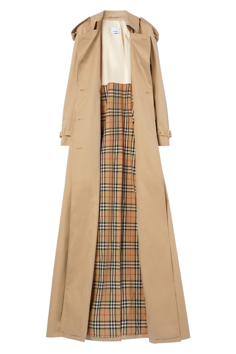 Check Lined Maxi Trench Coat, Alternate, color, SOFT FAWN