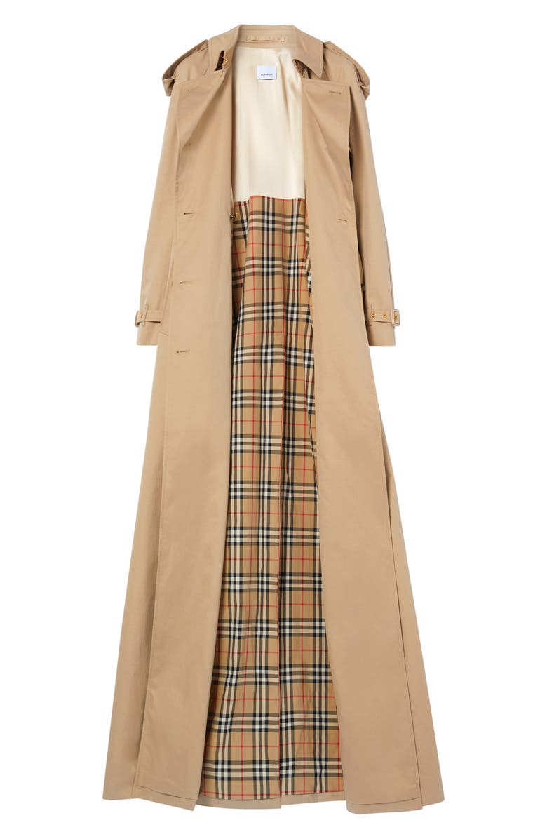 Burberry Check Lined Maxi Trench Coat, Alternate, color, 