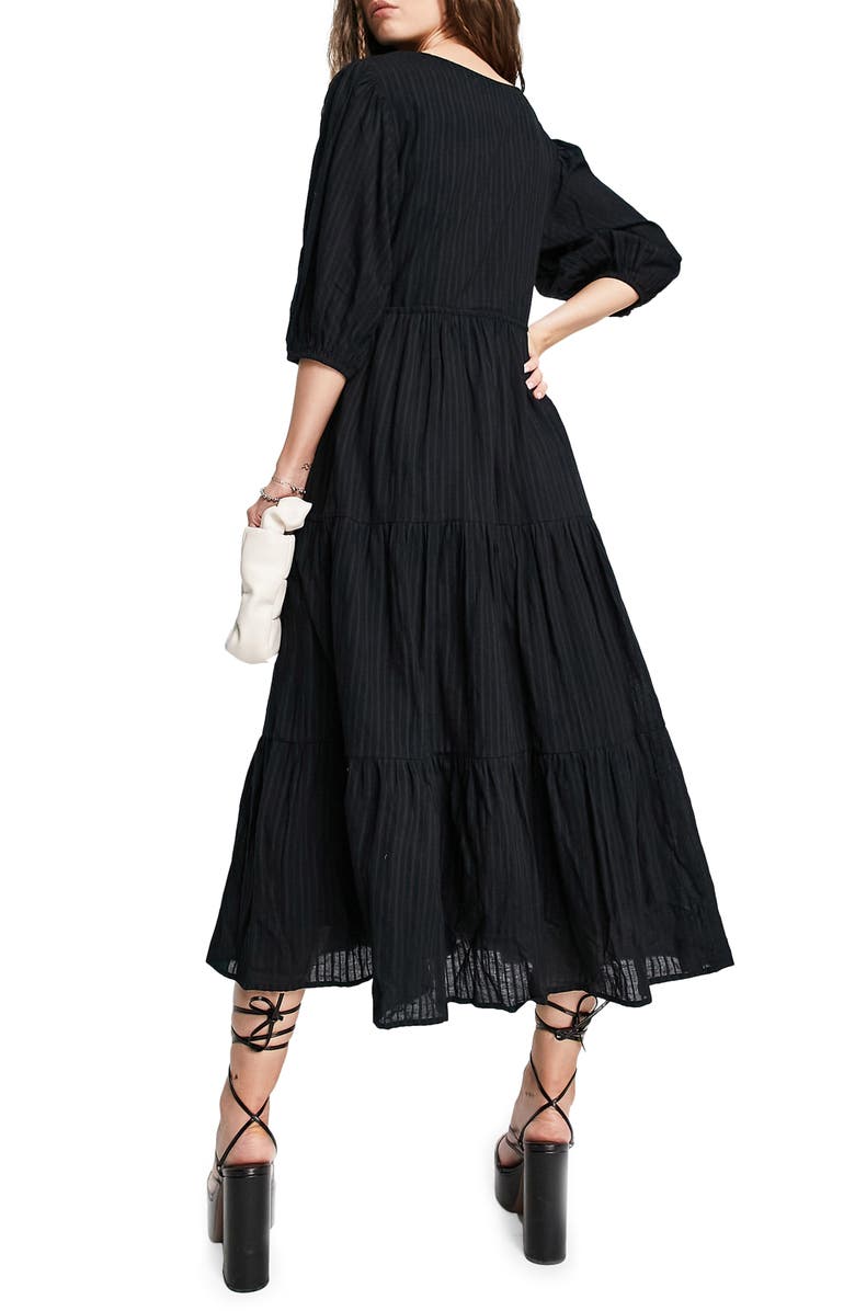 Topshop Tiered Cotton Maxi Midi Dress, Alternate, color, 