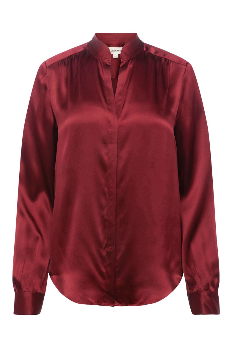 Bianca Silk Satin Blouse, Alternate, color, BLACK CHERRY