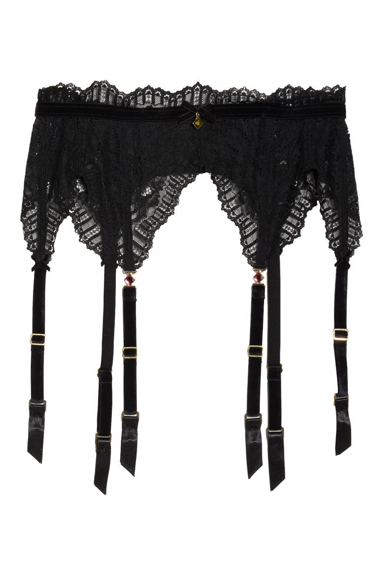 Floradora Lace Garter Belt, Alternate, color, BLACK