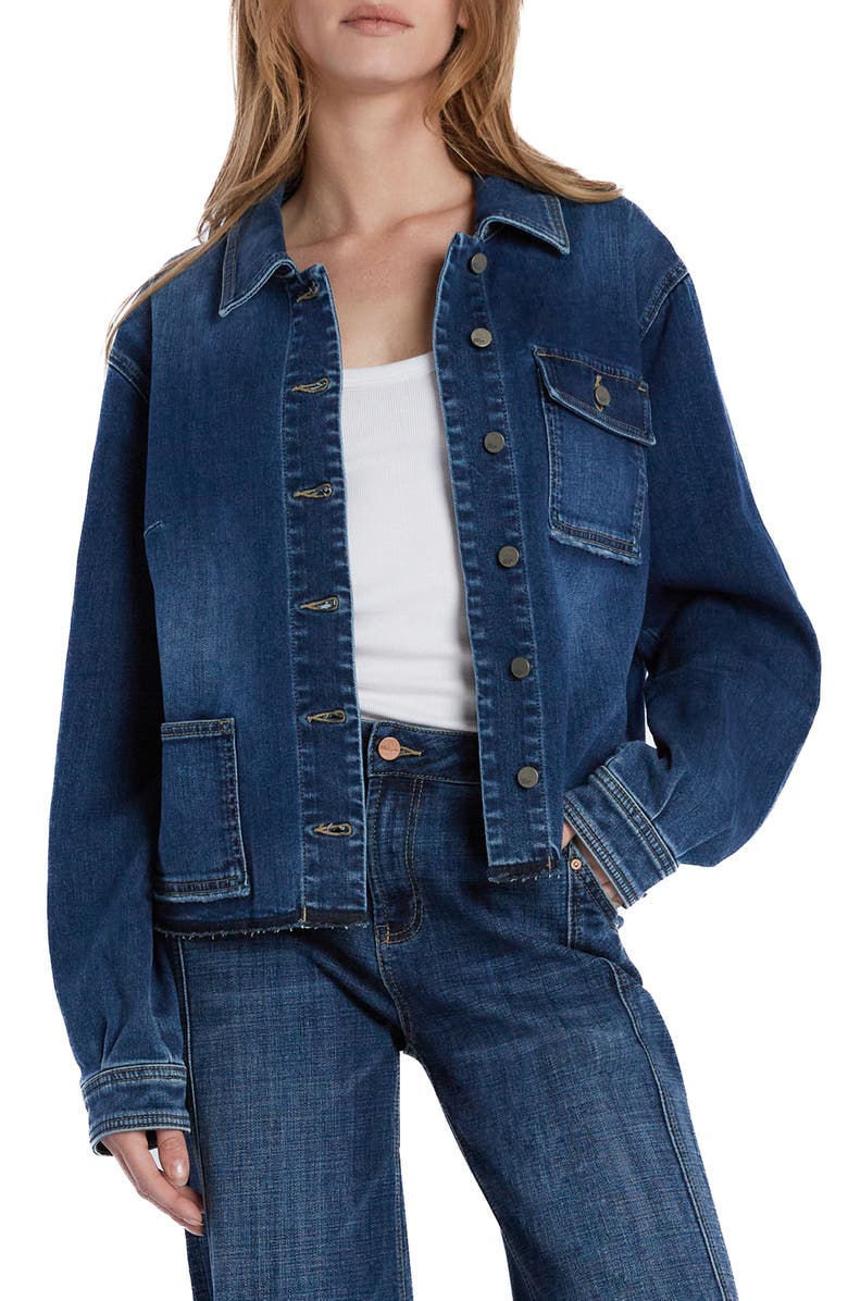 Wash Lab Denim Maddie Denim Jacket, Main, color, Sail Blue