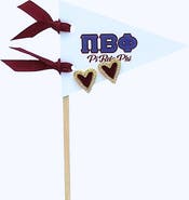 Color Shout Pi Beta Phi Heart Stud Enamel Earrings on Sorority Pennant Flag