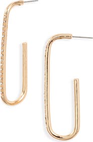 Open Edit Pavé Elongated Hoop Earrings