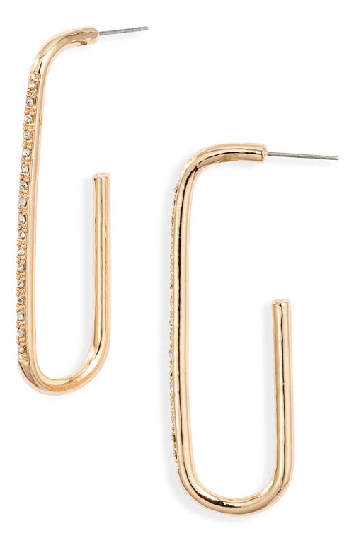 Open Edit Pavé Elongated Hoop Earrings In Gold