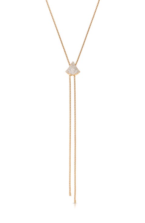 Modern White & Gold Bolo Tie | Adjustable Lariat Style good Necklace