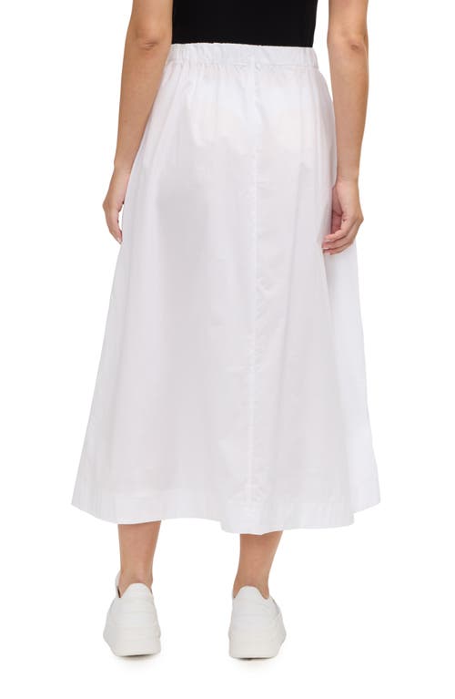 Shop Ellen Tracy Cotton Poplin Midi Skirt In White