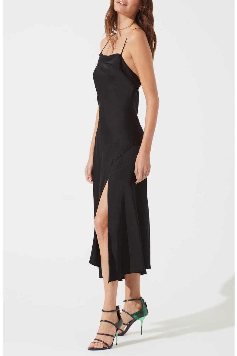 Cowl Slip Midi Dress, Alternate, color, BLACK