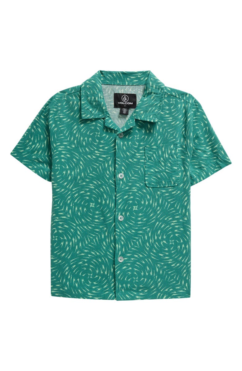 Volcom Kids' Print Short Sleeve Button-Up Shirt, Main, color, 