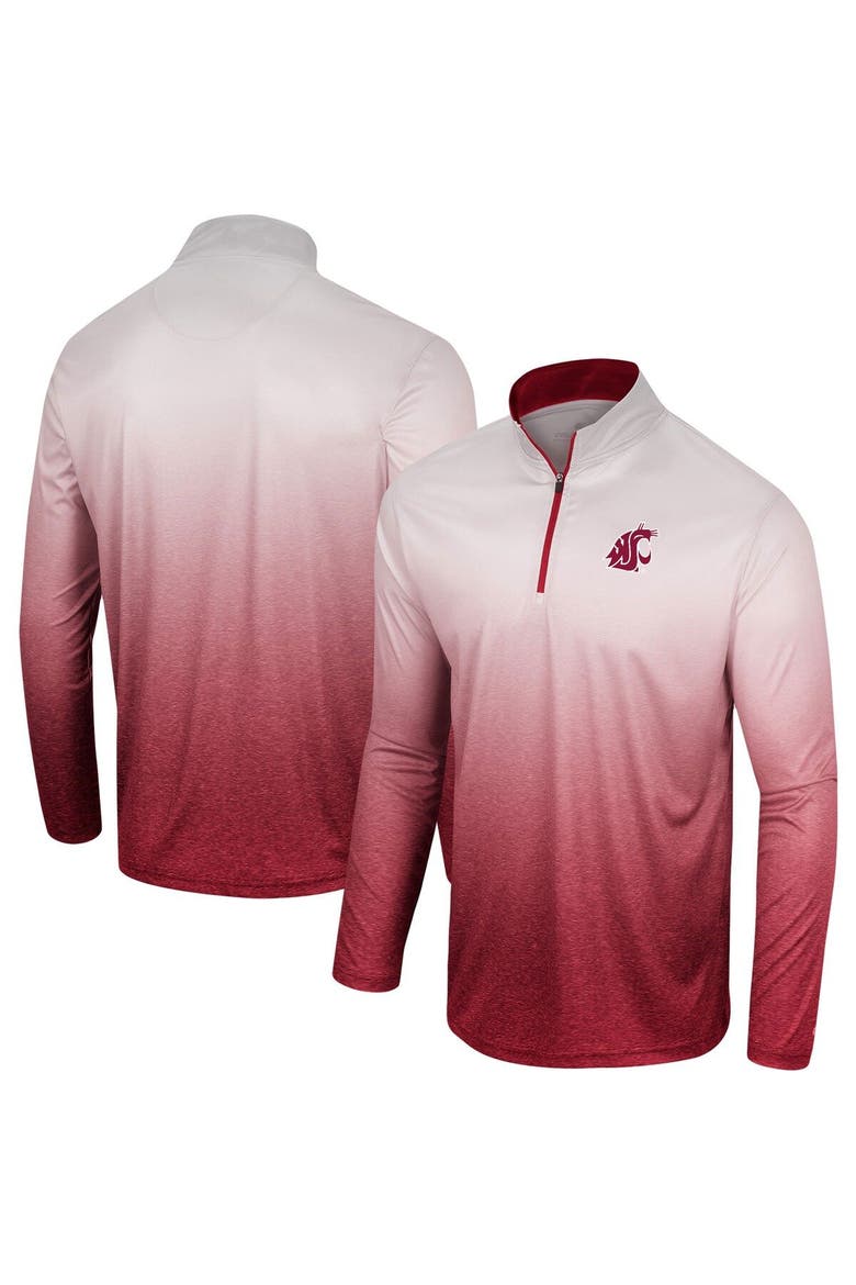 Men's Colosseum White/Crimson Washington State Cougars Laws of Physics Quarter-Zip Windshirt, Main, color, White