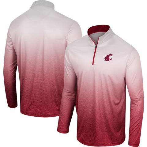 Men's Colosseum White/Crimson Washington State Cougars Laws of Physics Quarter-Zip Windshirt
