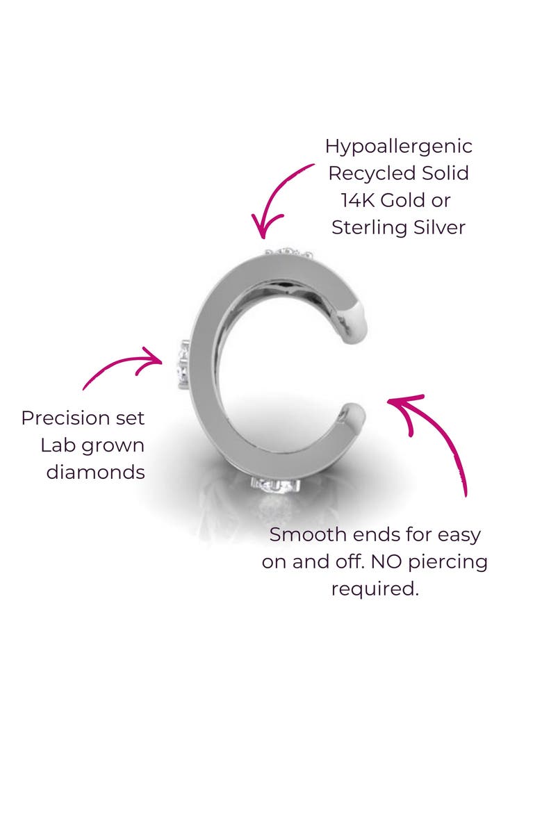 Sleek Wave Mid Ear Cuff, Alternate, color, Silver