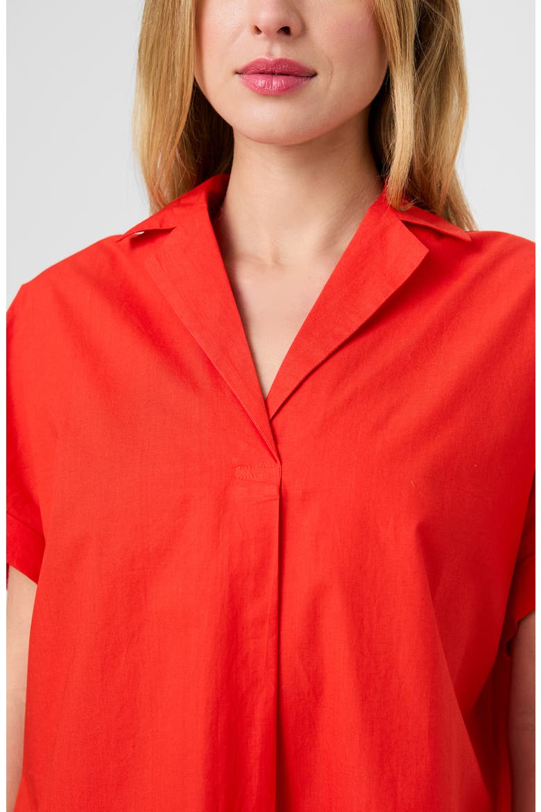 Cotton Poplin Popover Top, Alternate, color, CANDIED APPLE RED