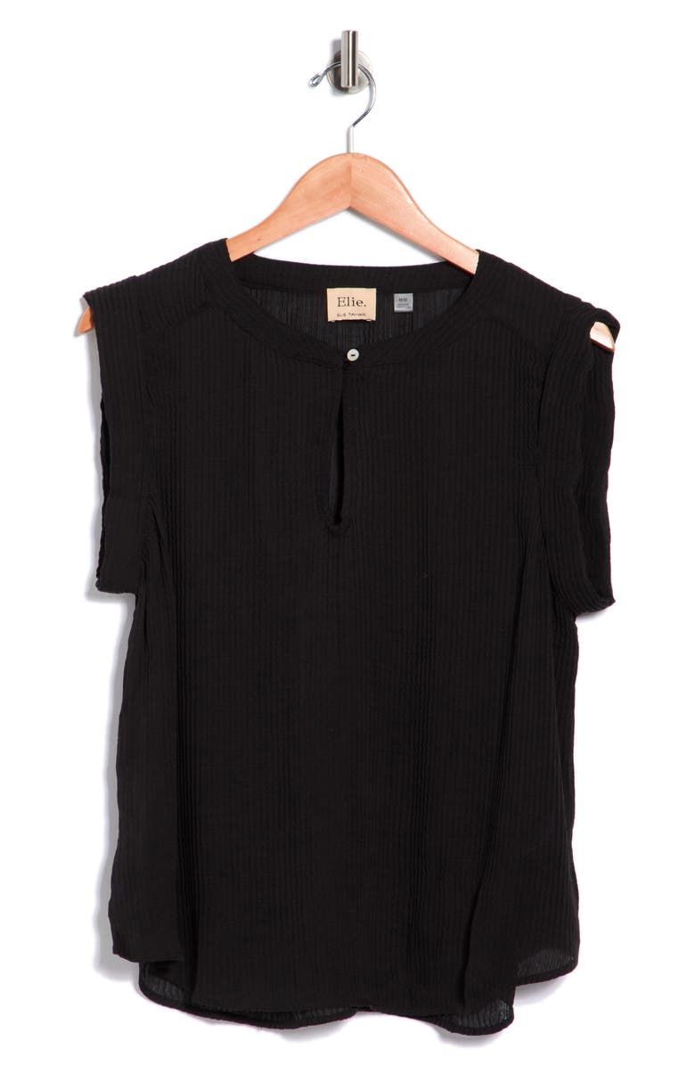 ELIE ELIE TAHARI Cap Sleeve Shirred Top, Main, color, Black