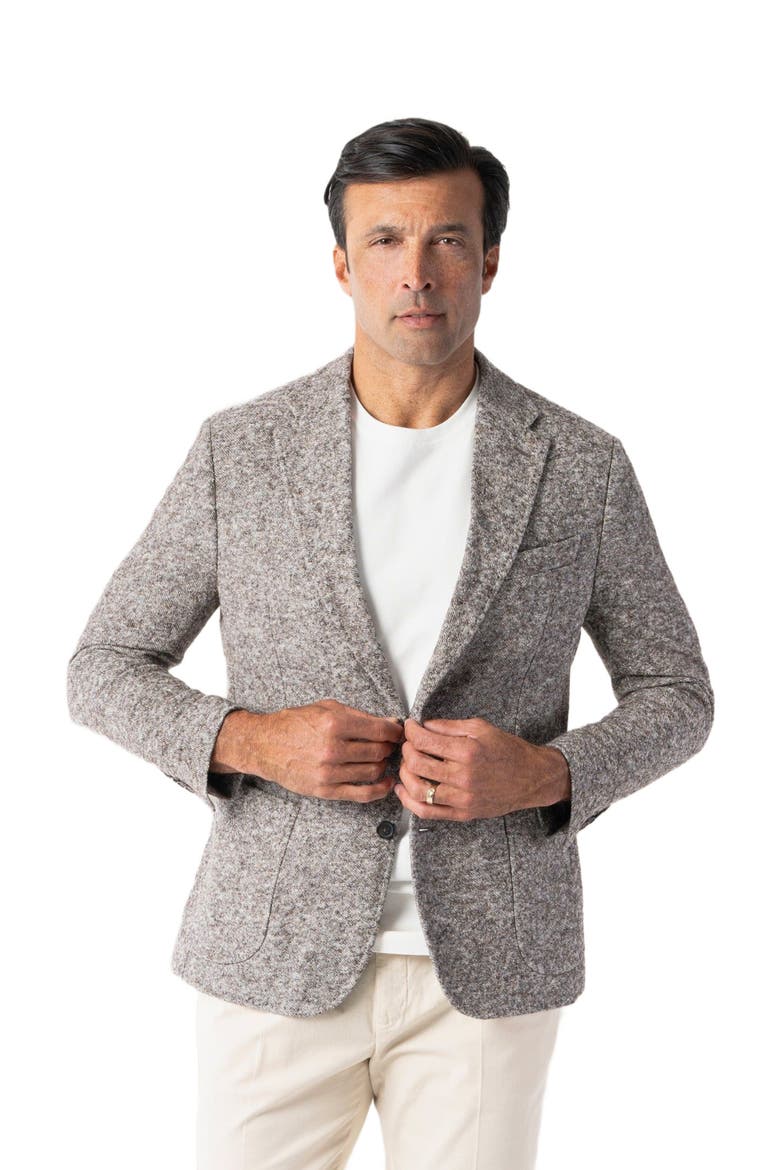 Wright Wool-Cotton Knit Blazer, Alternate, color, Brown/Cream