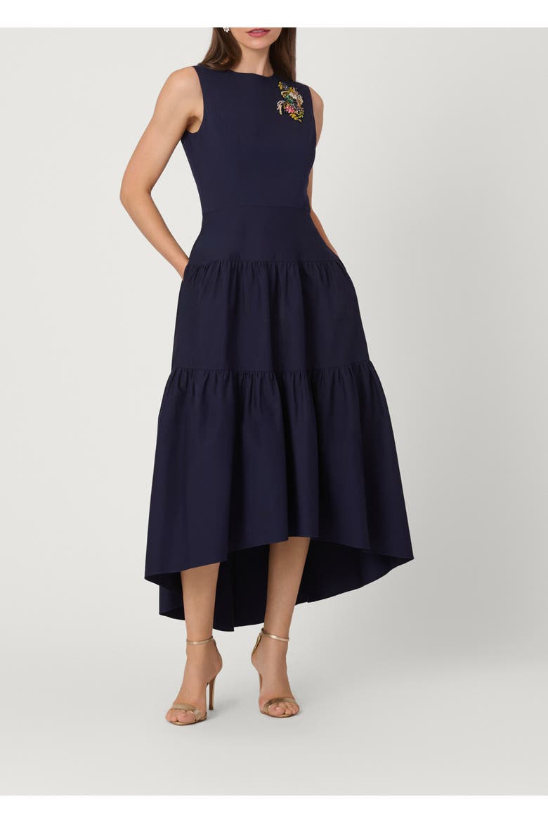 Midnight Embellished Cotton Faille Skylar Dress, Main, color, Navy