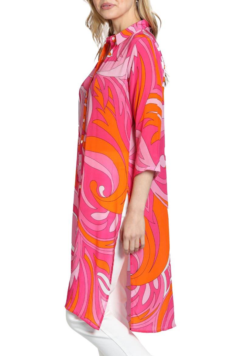 Button-Up Shirtdress, Alternate, color, PINK/ ORANGE MULTI
