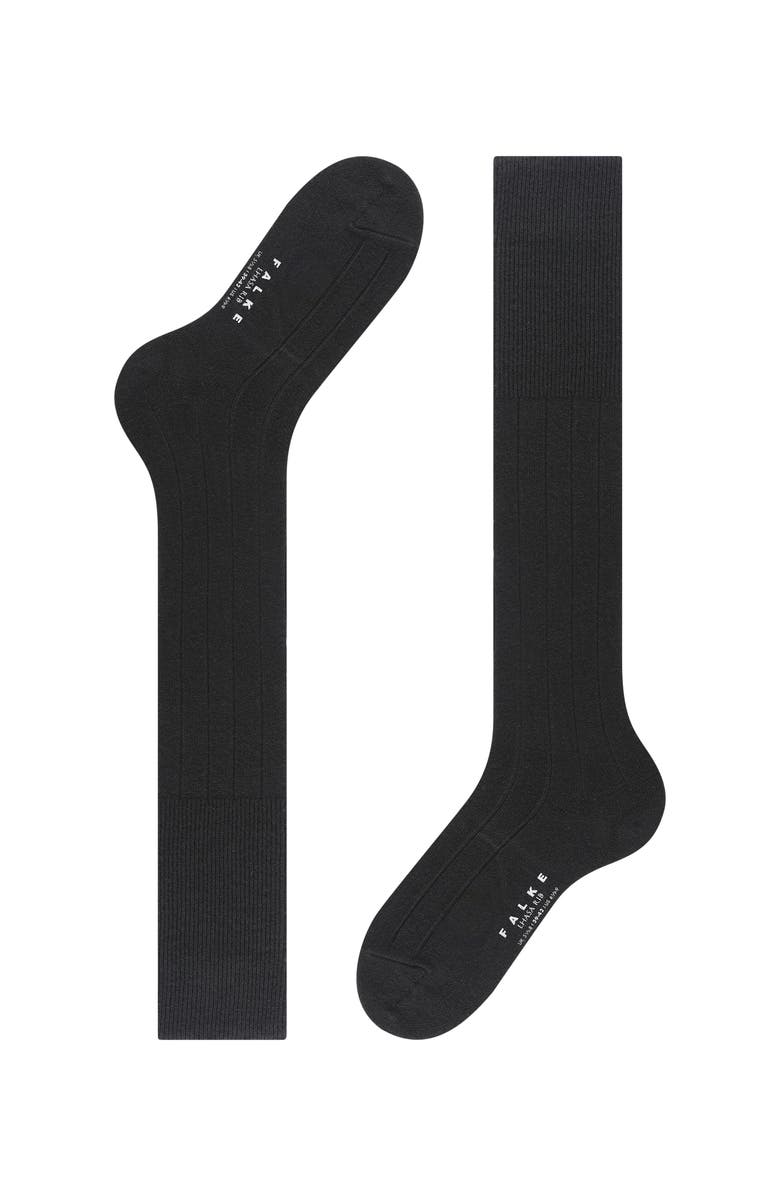 Falke Lhasa Rib Wool Cashmere Knee High Socks, Alternate, color, Black