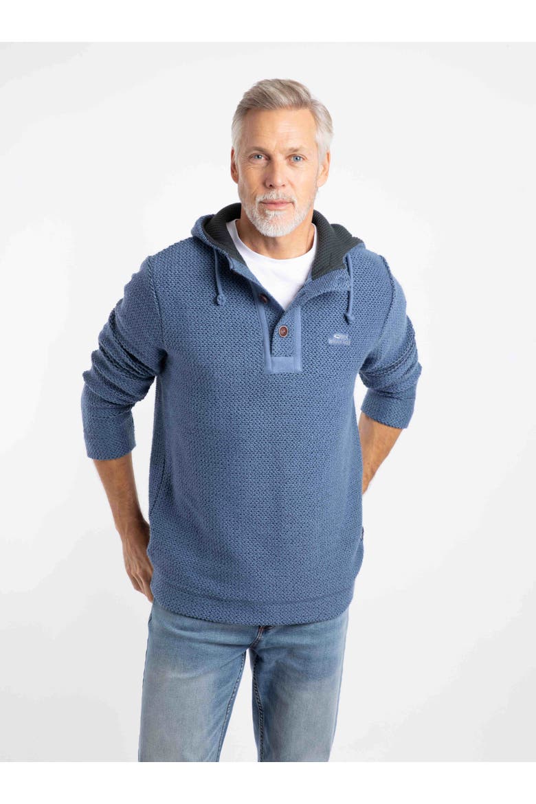 Bakersfield Button Neck Hooded Fleece, Main, color, Mid Blue