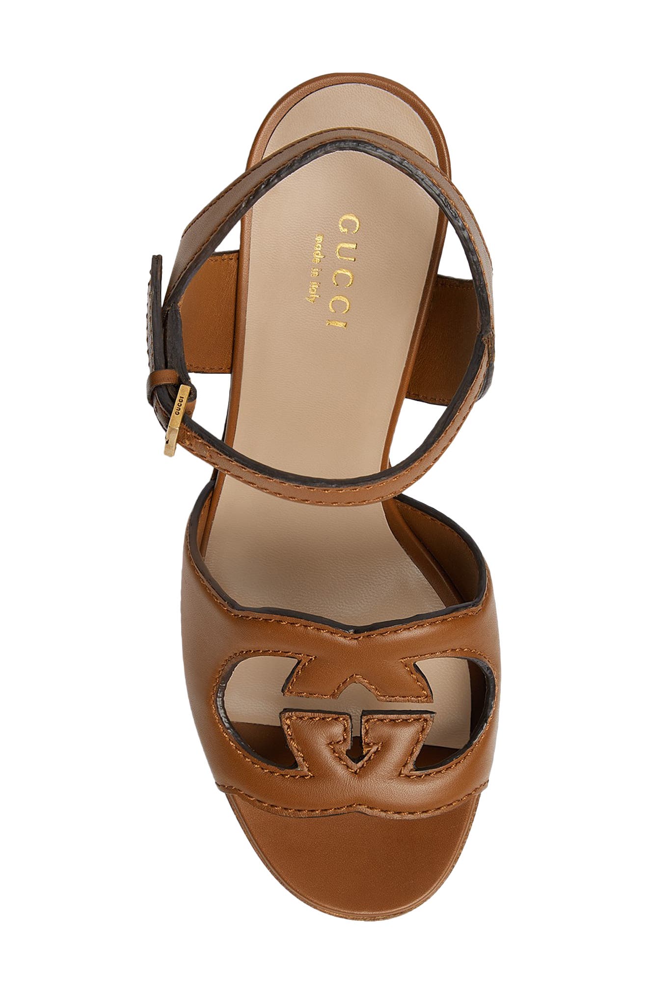 Gucci Interlocking G Cutout Platform Sandal, Alternate, color, Cuir