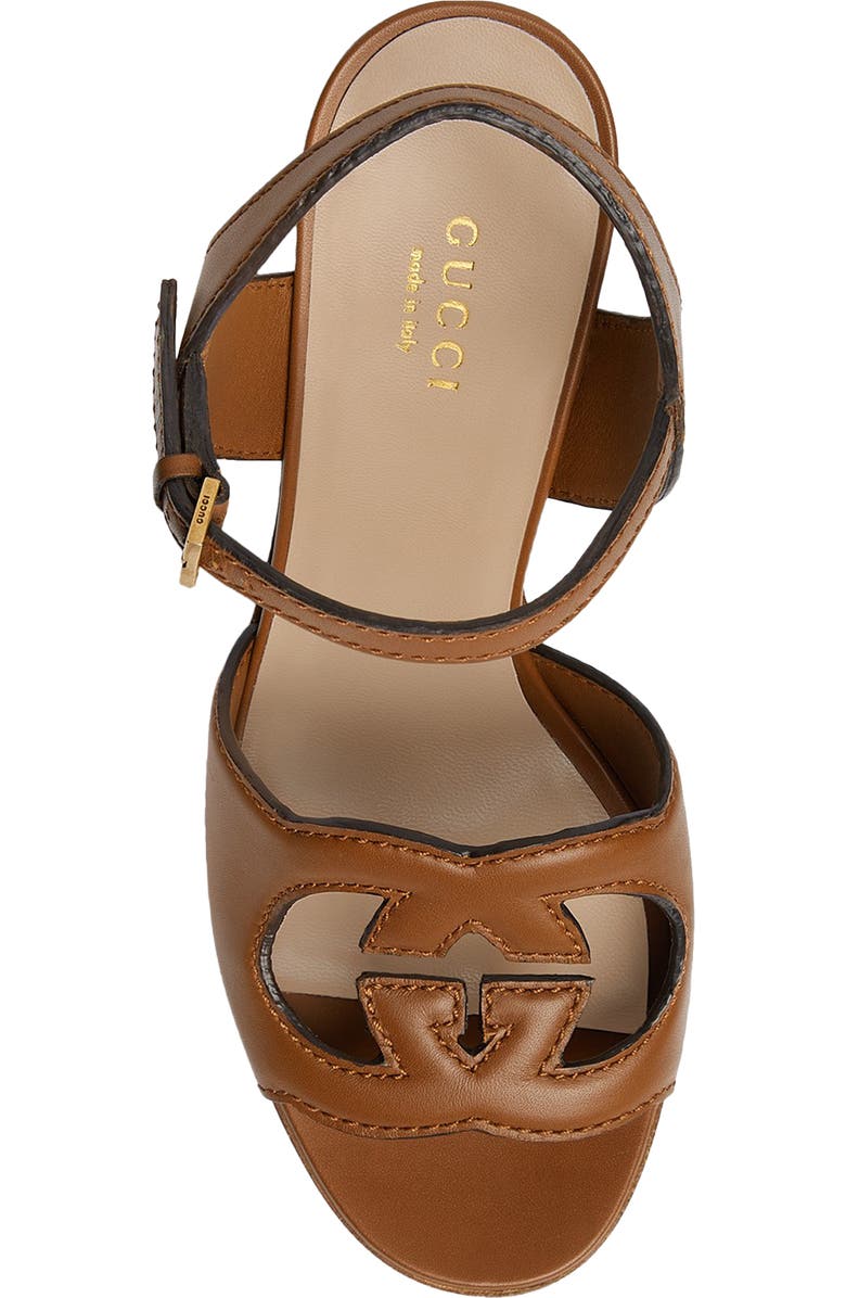 Gucci Interlocking G Cutout Platform Sandal, Alternate, color, Cuir