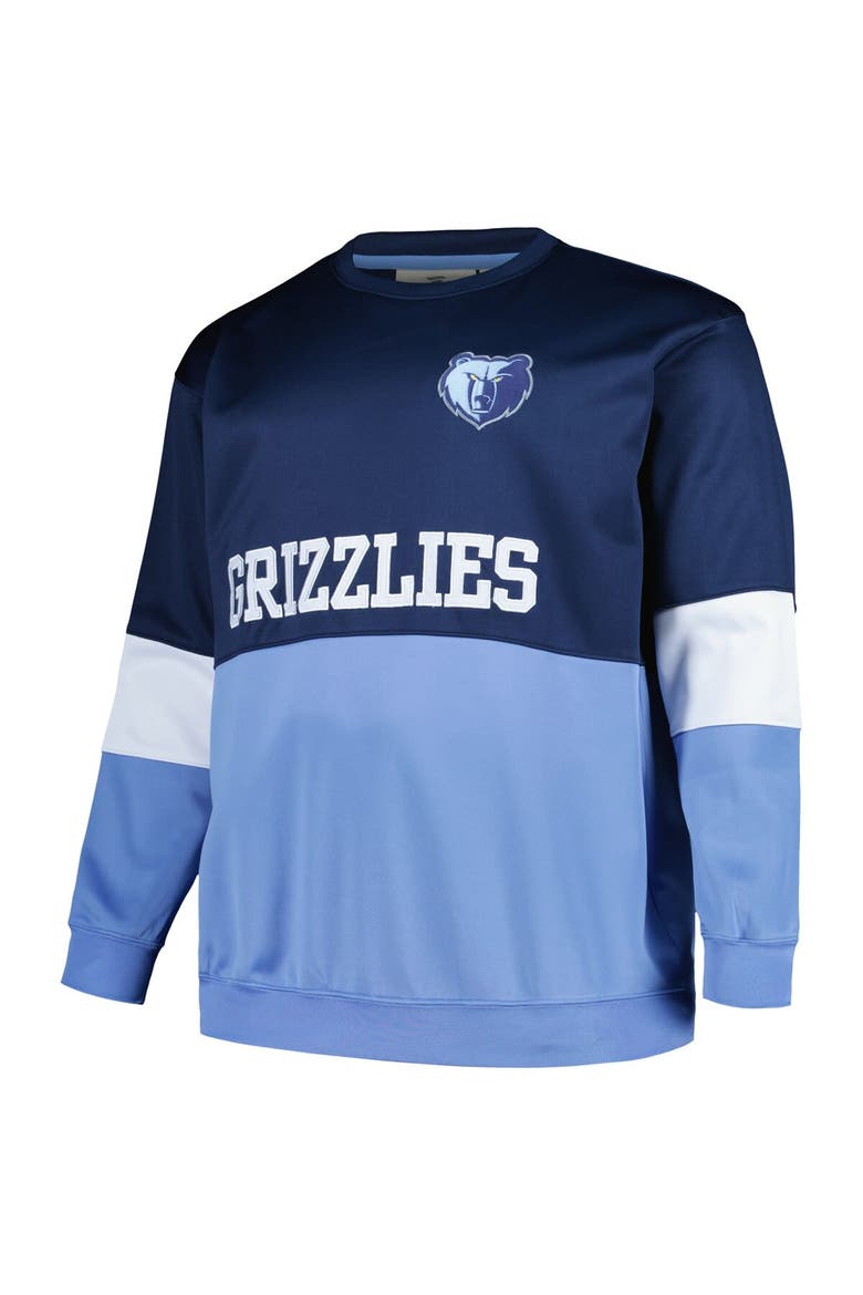 Men's Fanatics Branded Navy/Light Blue Memphis Grizzlies Big & Tall Split Pullover Sweatshirt, Alternate, color, Navy
