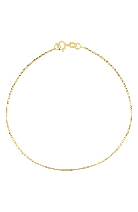 14K Gold Box Chain Bracelet
