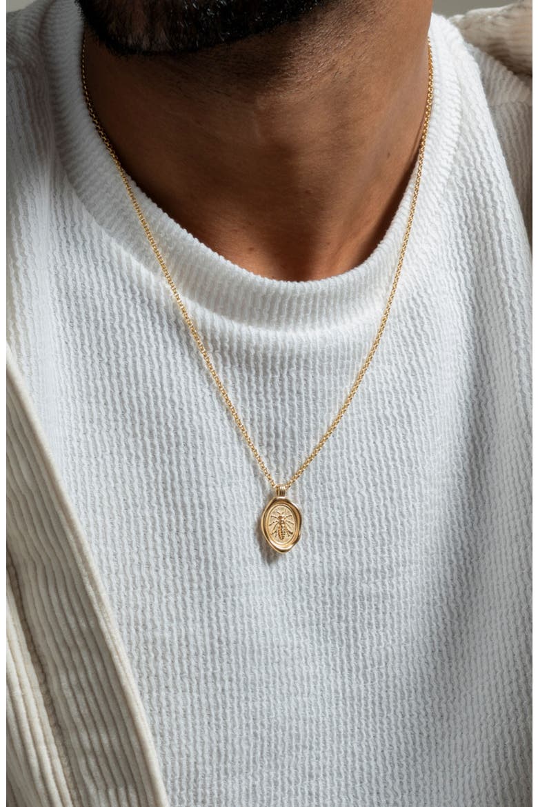 Men's Achievement Wasp Talisman Necklace, Alternate, color, Yellow Gold Vermeil