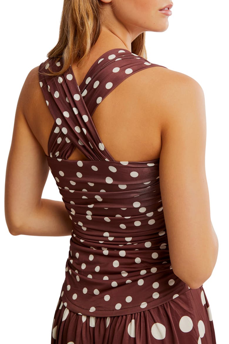 Raylon Variegated Polka Dot Midi Dress, Alternate, color, CHOCOLATE COMBO