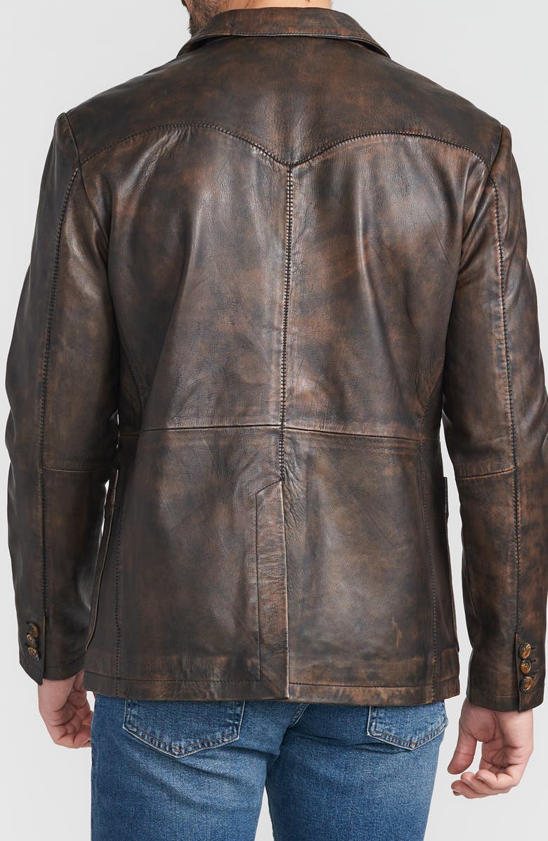 FLYNT Distressed Leather Blazer, Alternate, color, Antique Brown