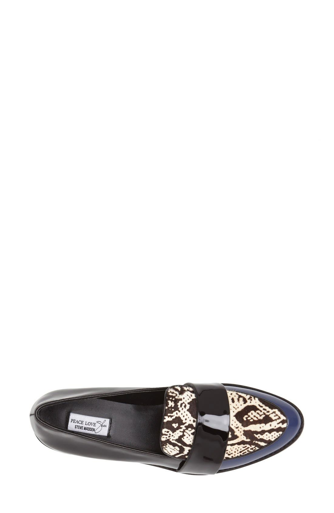 Peace Love Shea Steve Madden 'Tventura' Croc Embossed Calf Hair Loafer, Alternate, color, BLUE MULTI