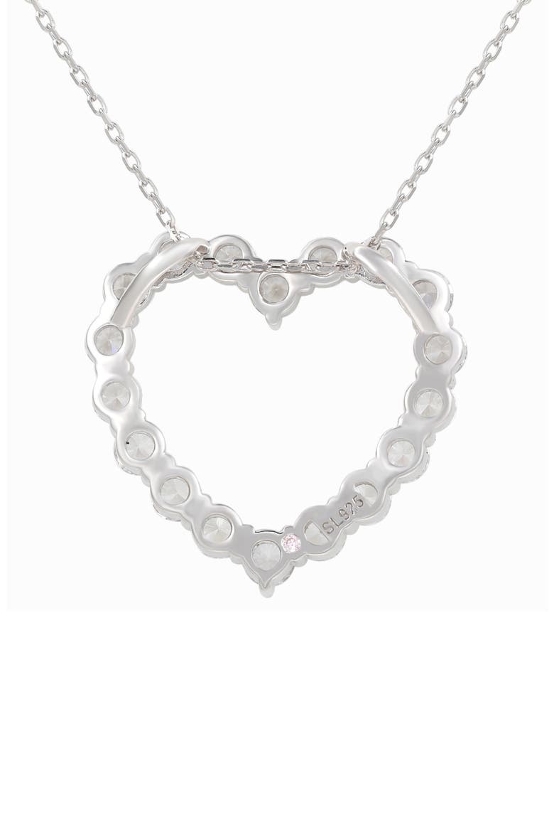 Sterling Silver Cubic Zirconia Heart Pendant Necklace, Alternate, color, WHITE