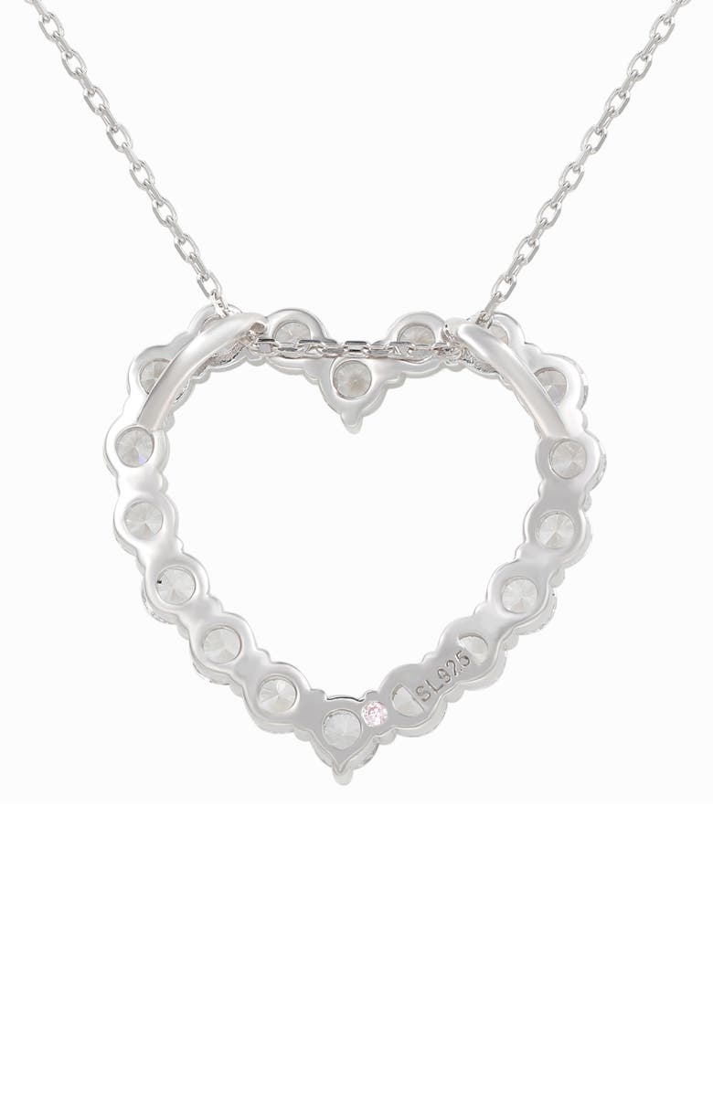 SUZY LEVIAN Sterling Silver Cubic Zirconia Heart Pendant Necklace, Alternate, color, White