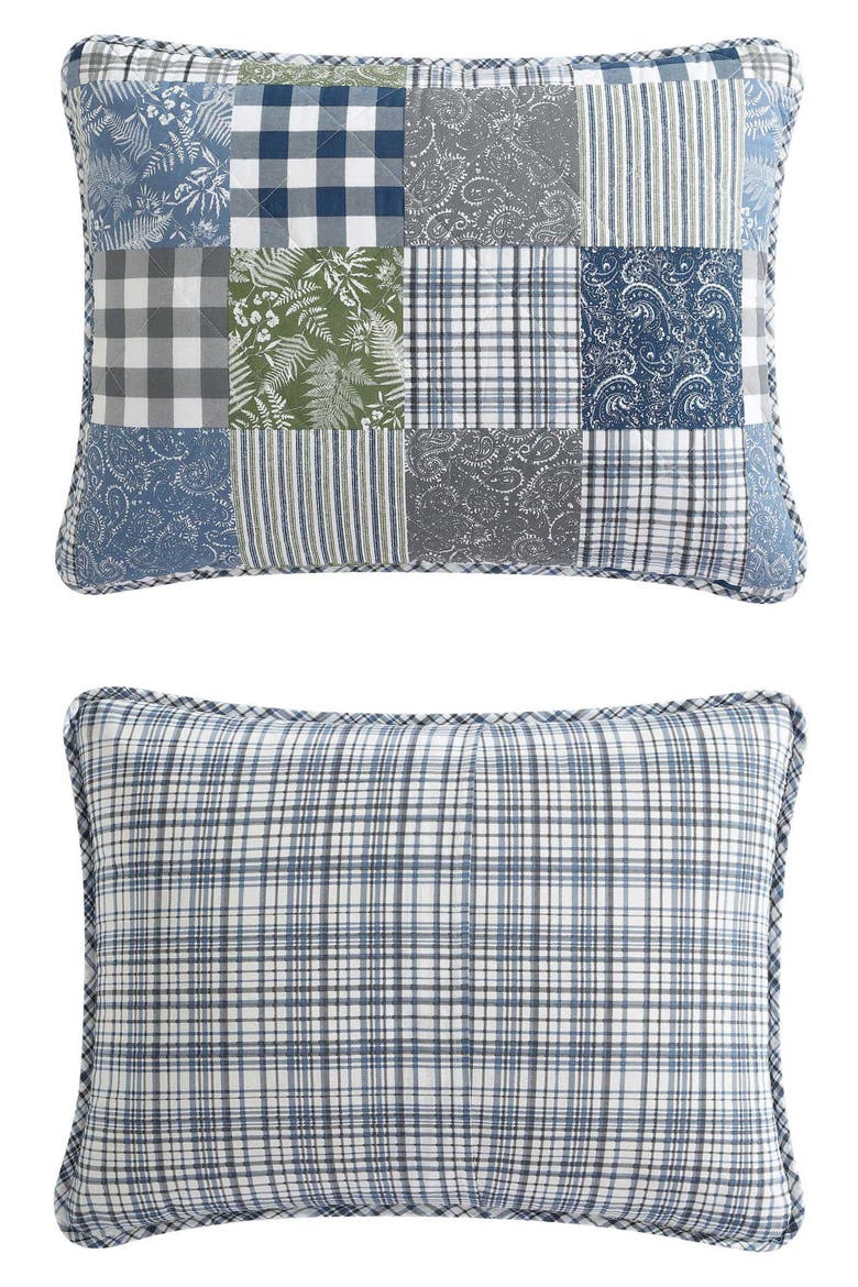 Cozy Plaid Cotton Quilt 3-Piece Set, Alternate, color, BLUE/ GREEN
