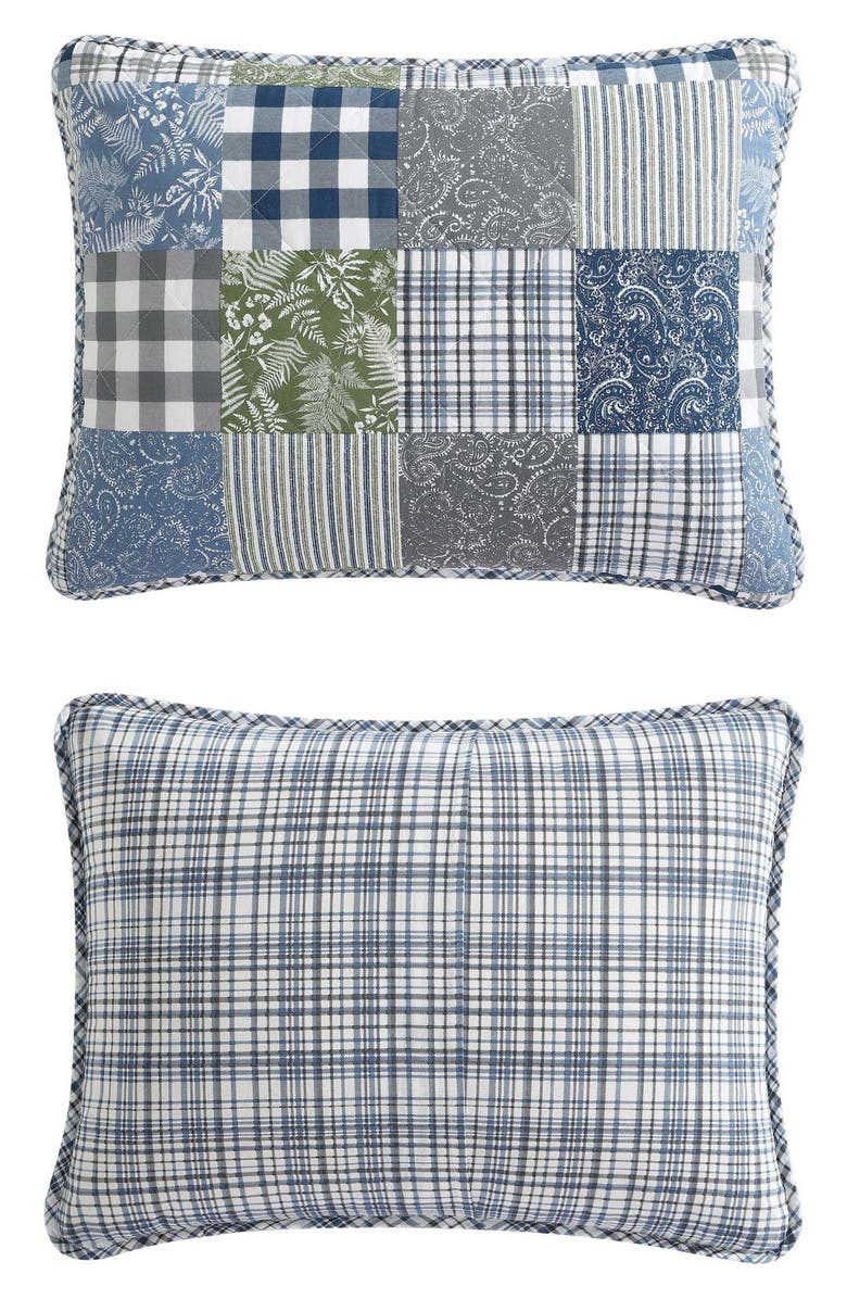 Eddie Bauer Cozy Plaid Cotton Quilt 3-Piece Set, Alternate, color, Blue/ Green