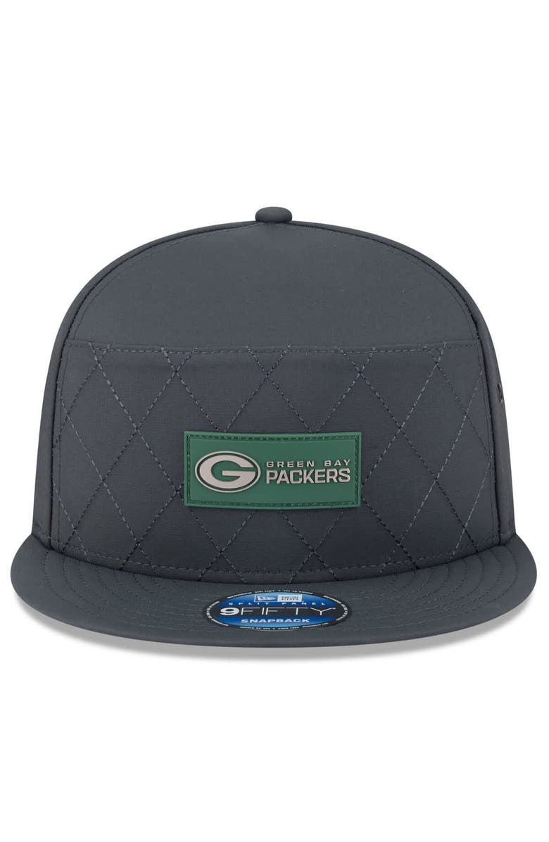 New Era Men
s New Era Charcoal Green Bay Packers 2025 Sideline Cold Weather Split Panel 9FIFTY Snapback Hat, Alternate, color, Charcoal