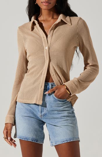 Astr The Label Celestia Button-up Top In Nude
