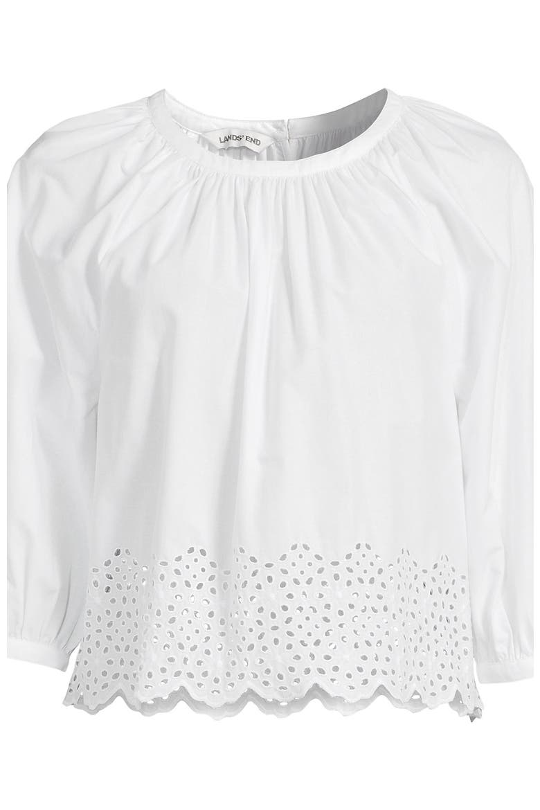 Plus Size Gathered Eyelet Top, Alternate, color, White