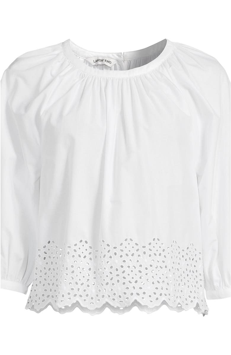 Lands' End Gathered Eyelet Top, Alternate, color, White