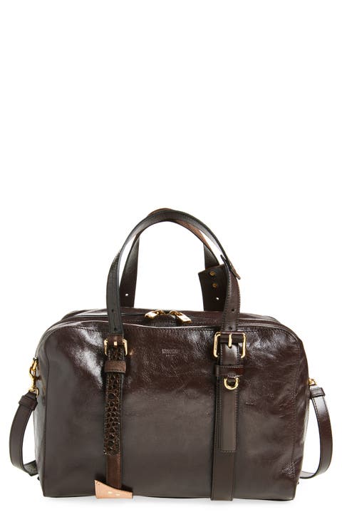 Leather Top Handle Bowling Bag