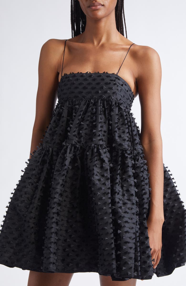 Cecilie Bahnsen Oberra Fiamma Fil Coup Dress, Alternate, color, Black