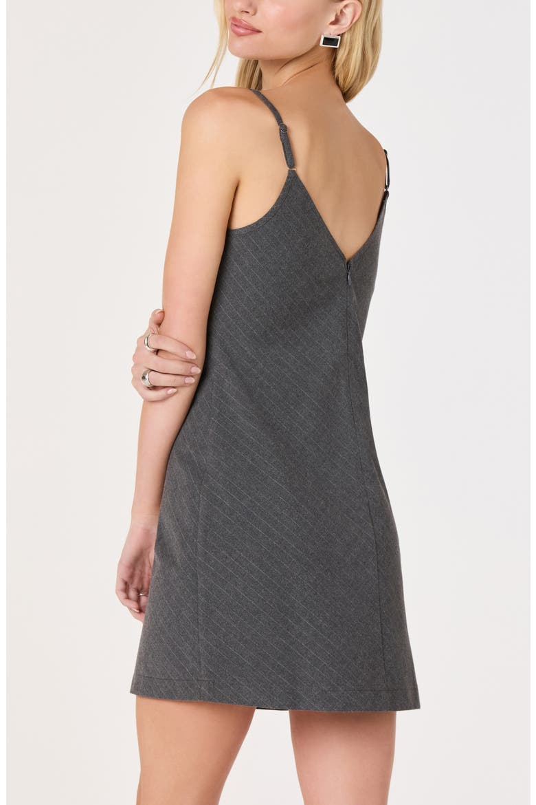 Aleta Pinstripe & Lace Mini Slipdress, Alternate, color, CHARCOAL